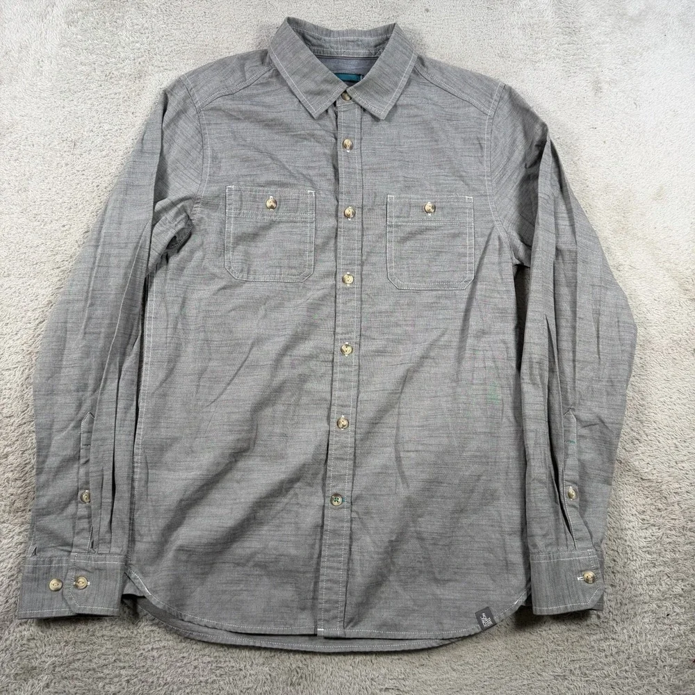 The North Face Shirt Men Small Grey Button Up Outdoor Utility Long Sleeve Pocket